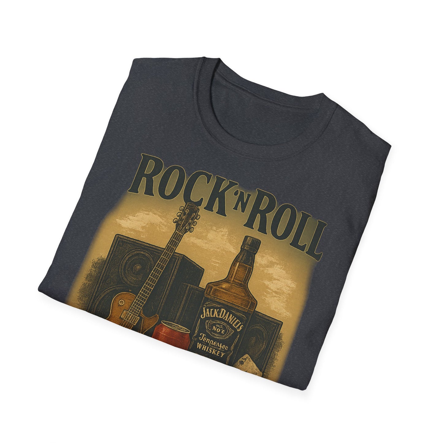 Rock 'n' Roll Vintage T-Shirt, Music Lover Tee, Classic Rock Apparel, Jack Daniels Shirt, Concert Outfit, Gift for Him/Her