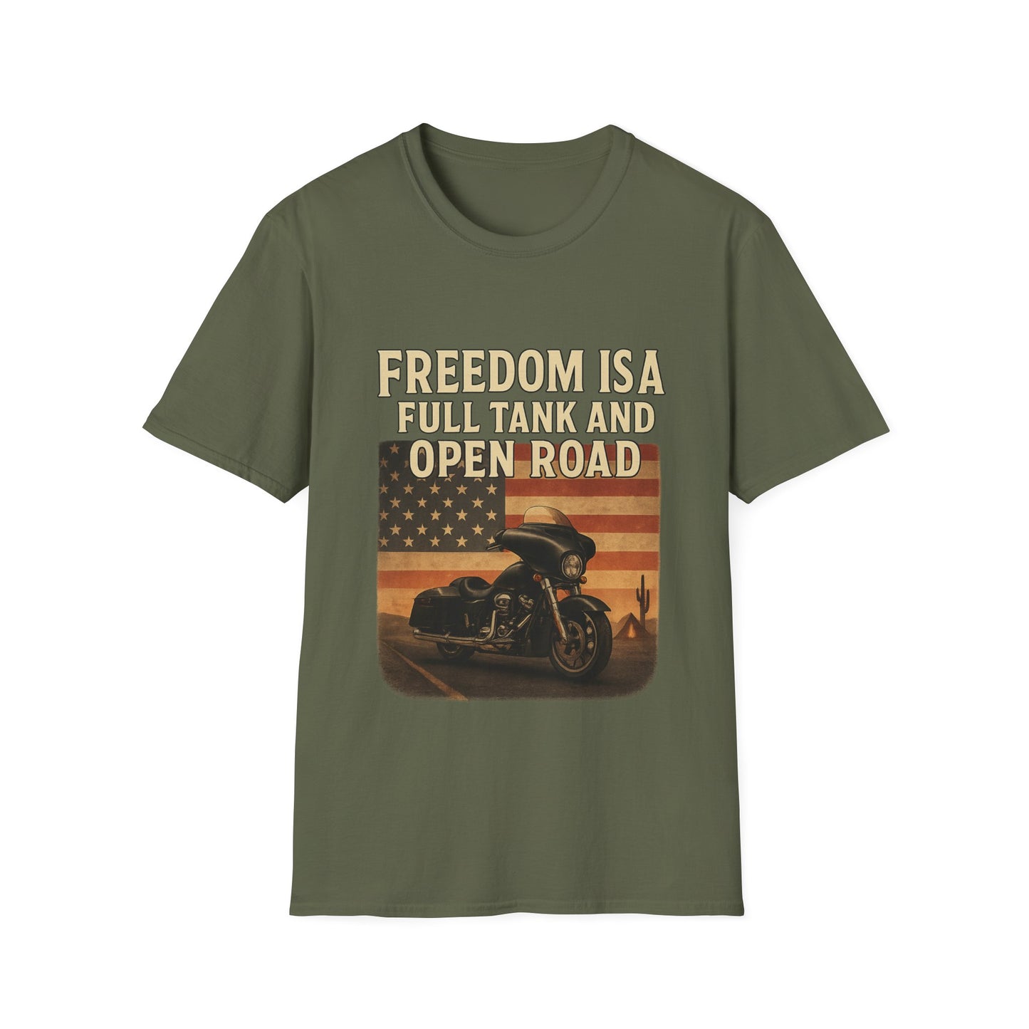 Freedom Is A Full Tank and Open Road Unisex T-Shirt, Motorcycle Lover Gift, Biker Tee, Adventure Shirt, Perfect for Road Trips