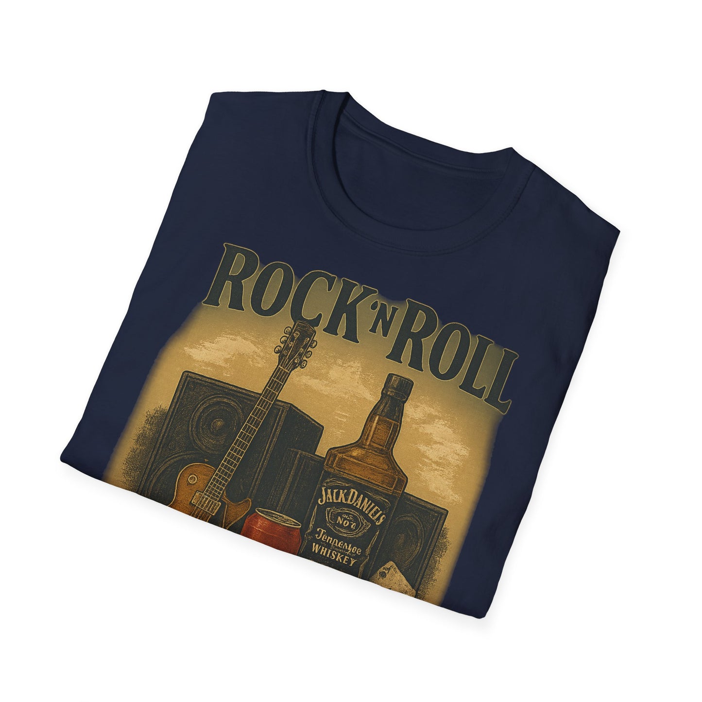 Rock 'n' Roll Vintage T-Shirt, Music Lover Tee, Classic Rock Apparel, Jack Daniels Shirt, Concert Outfit, Gift for Him/Her
