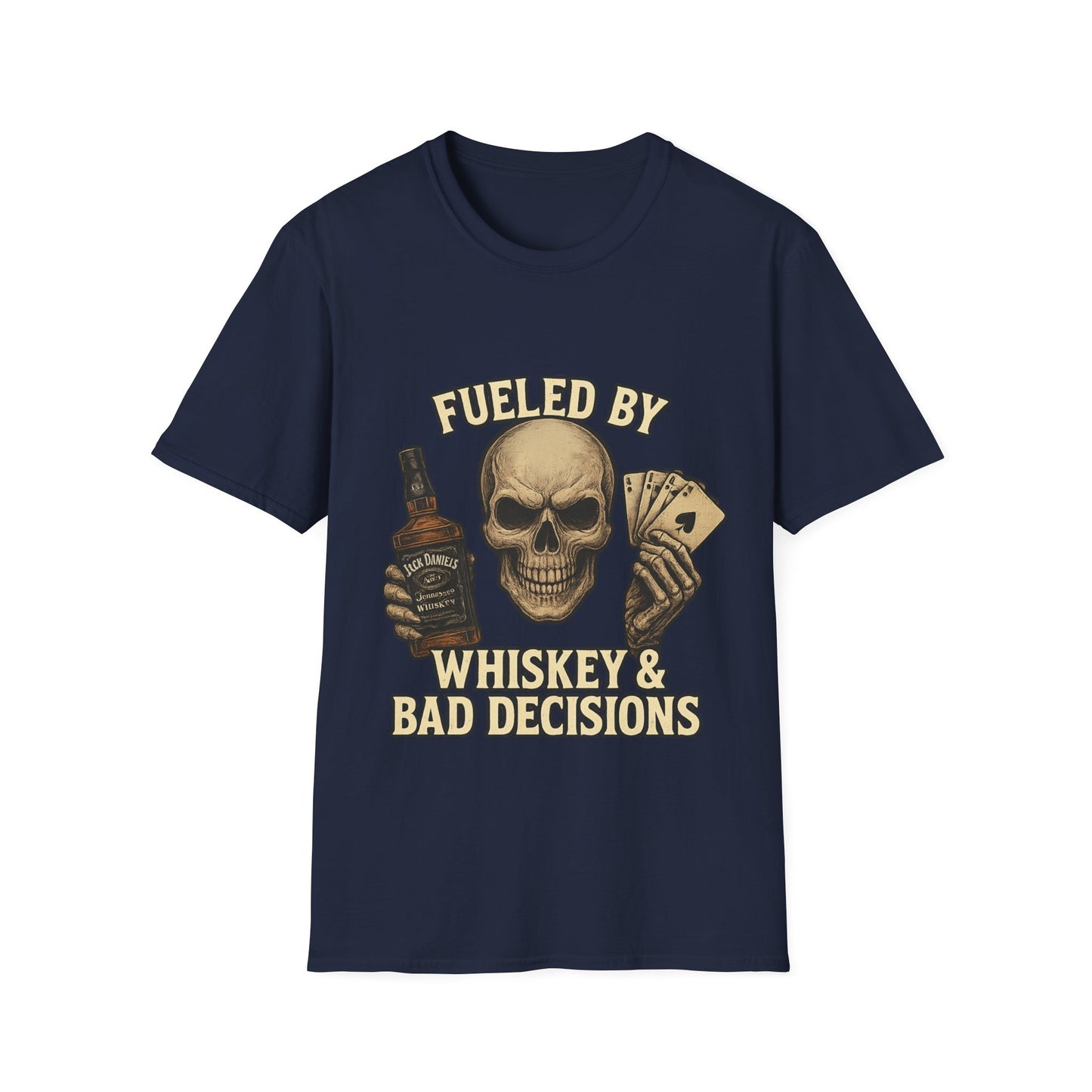 Whiskey & Bad Decisions T-Shirt, Fun Graphic Tee, Unisex Softstyle Shirt, Gift for Party Lovers, Halloween Apparel, Casual Wear