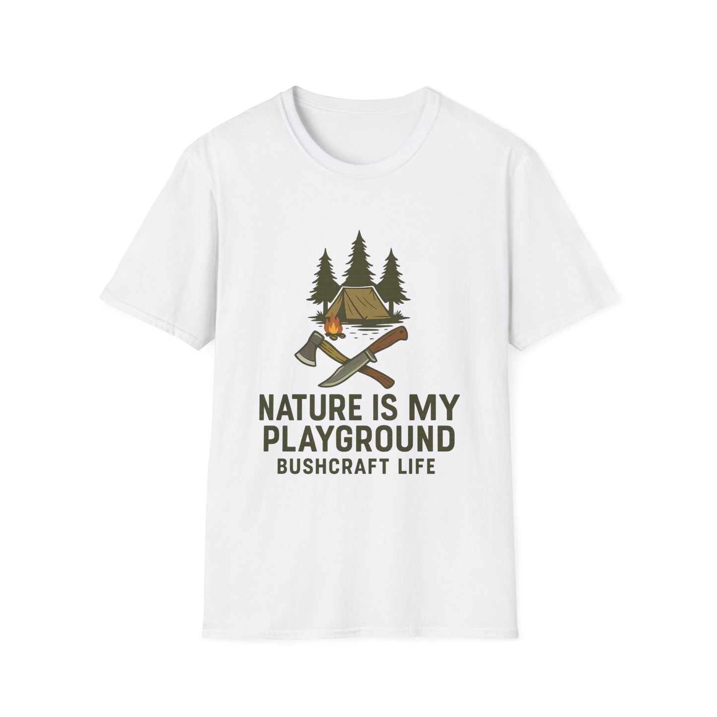 Nature Is My Playground Unisex Softstyle T-Shirt, Bushcraft Life Tee, Outdoor Adventure Apparel, Hiking Gift, Eco-Friendly Shirt