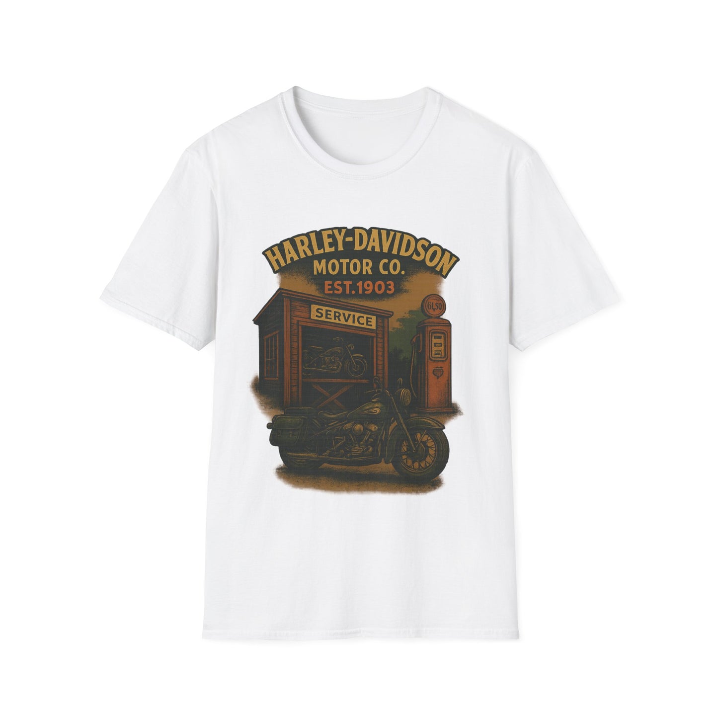 Retro Harley-Davidson Unisex Softstyle T-Shirt, Biker Gift, Motorcycle Apparel, Vintage Motor Co Tee, Unisex Casual Shirt