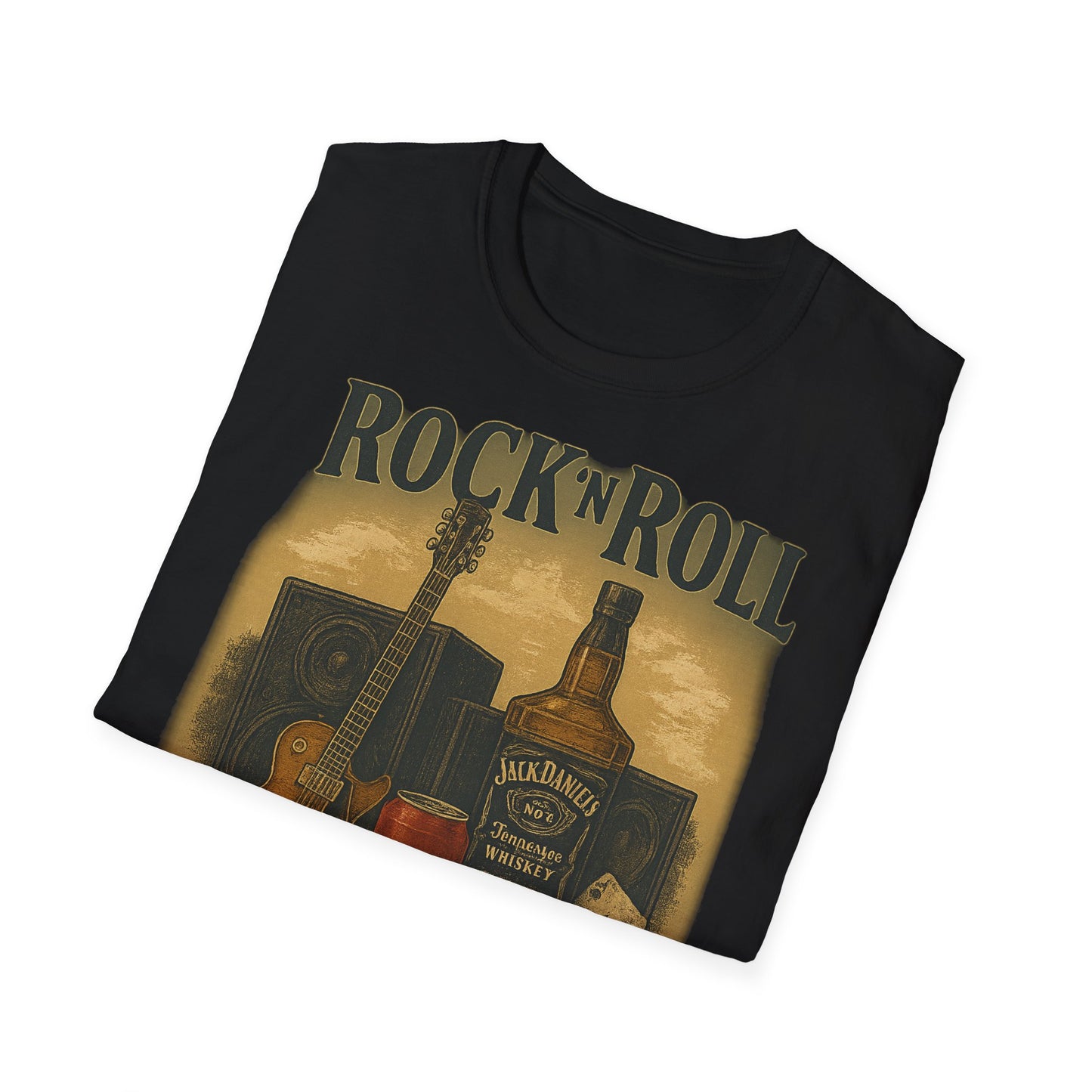 Rock 'n' Roll Vintage T-Shirt, Music Lover Tee, Classic Rock Apparel, Jack Daniels Shirt, Concert Outfit, Gift for Him/Her