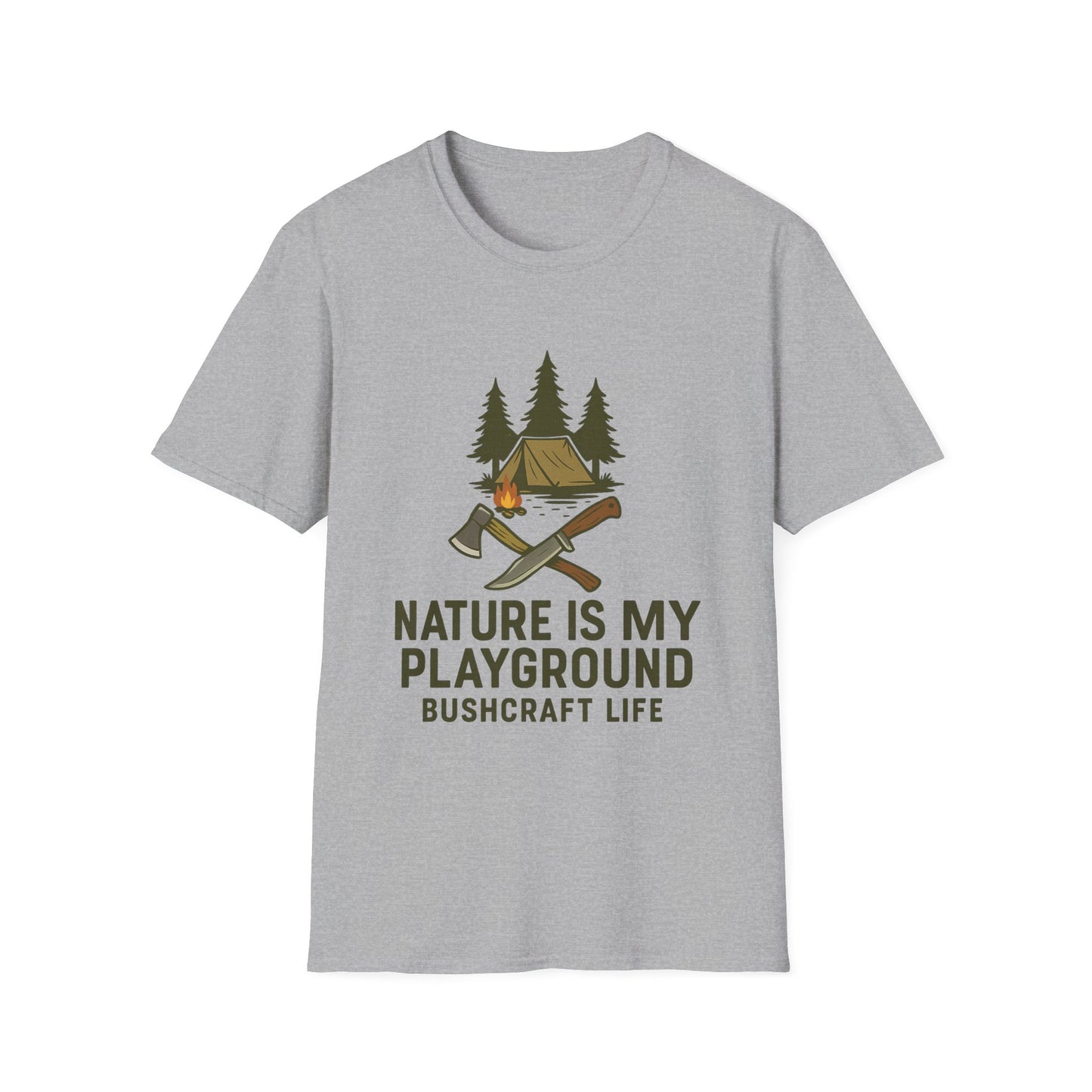 Nature Is My Playground Unisex Softstyle T-Shirt, Bushcraft Life Tee, Outdoor Adventure Apparel, Hiking Gift, Eco-Friendly Shirt