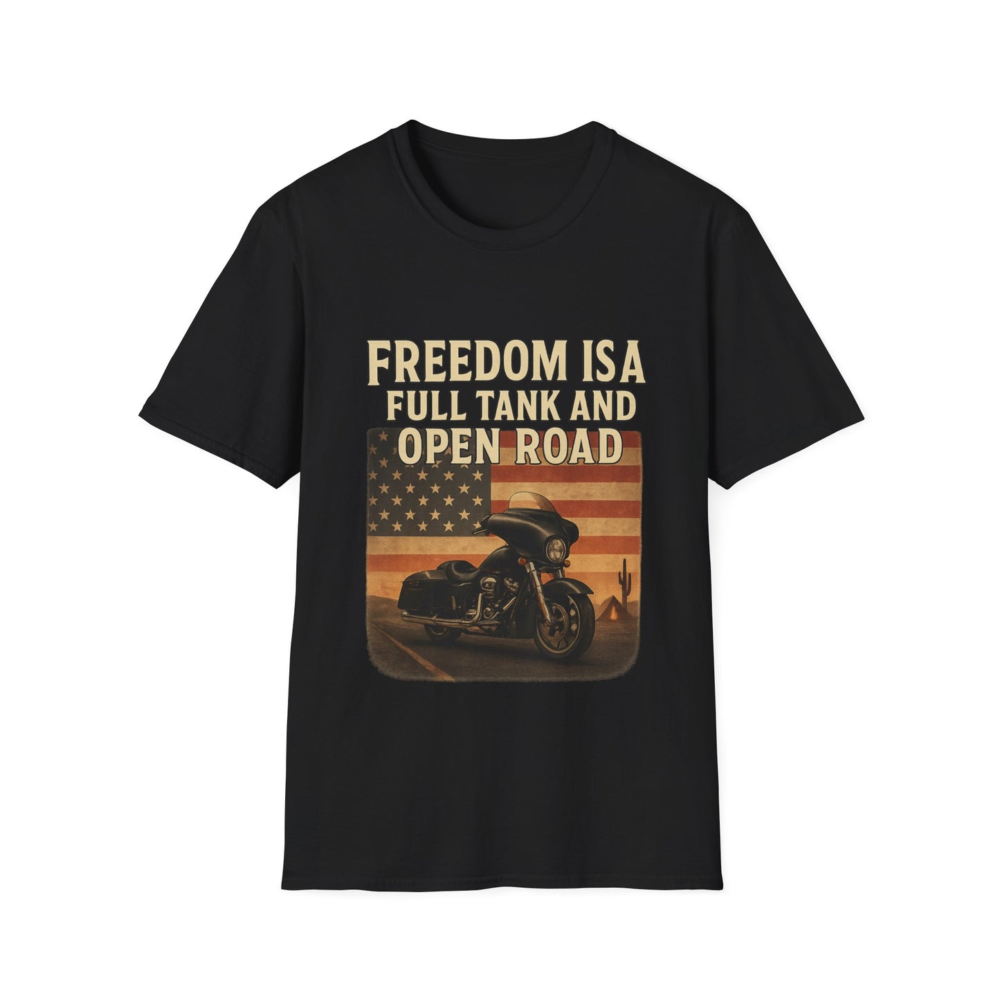Freedom Is A Full Tank and Open Road Unisex T-Shirt, Motorcycle Lover Gift, Biker Tee, Adventure Shirt, Perfect for Road Trips