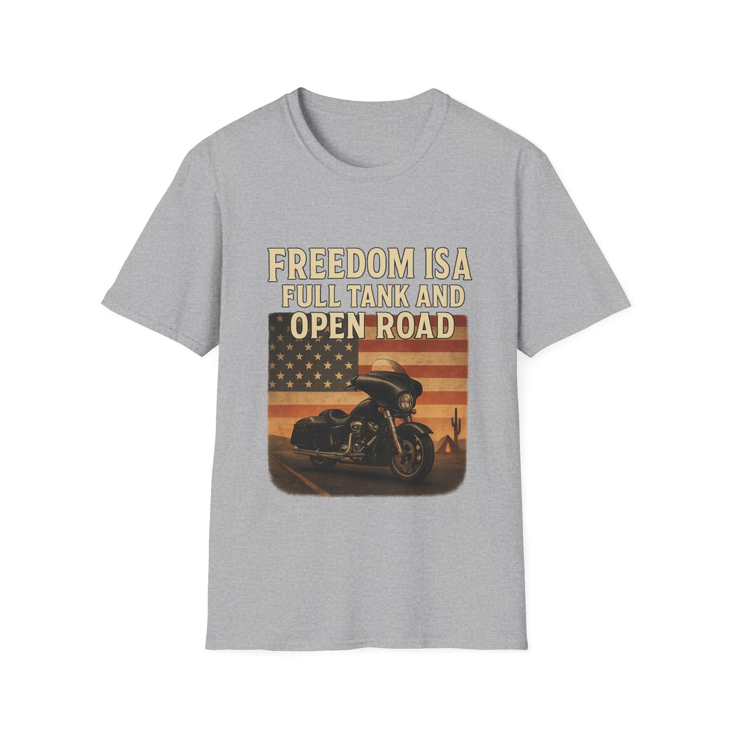 Freedom Is A Full Tank and Open Road Unisex T-Shirt, Motorcycle Lover Gift, Biker Tee, Adventure Shirt, Perfect for Road Trips