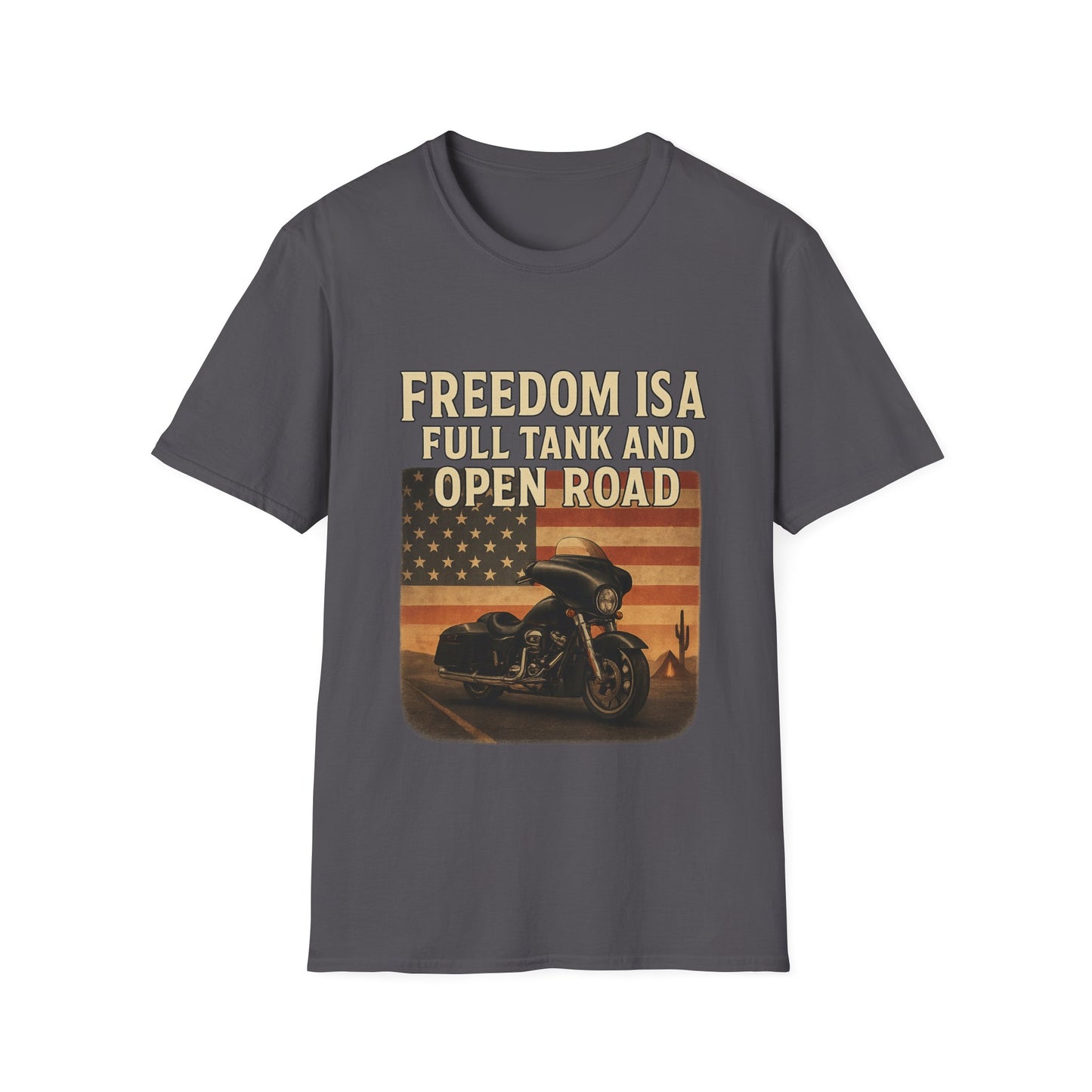 Freedom Is A Full Tank and Open Road Unisex T-Shirt, Motorcycle Lover Gift, Biker Tee, Adventure Shirt, Perfect for Road Trips